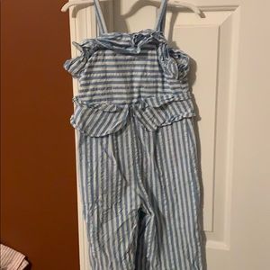 Blue pin strip jumpsuit